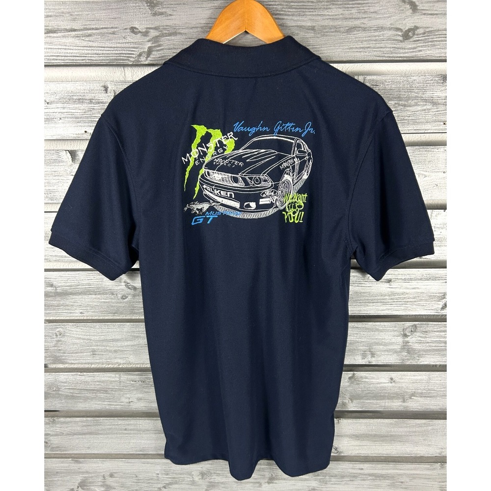 Vtg Monster Energy Vaughn Gittin Jr Mustang GT Polo Shirt Mens M/Small